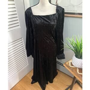 Zeba Dress Womens 2XL Black Crushed Velvet Maxi Gothic Evening Holiday Party